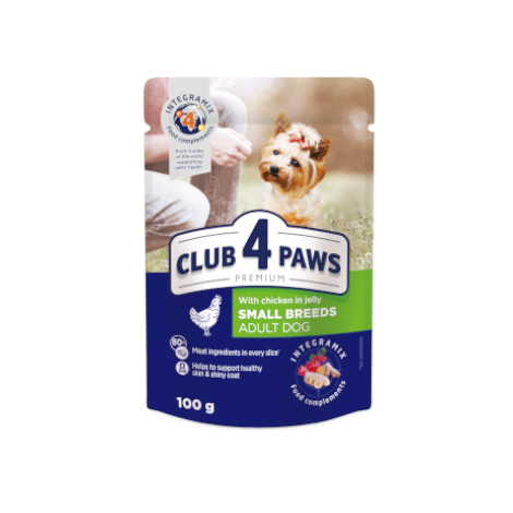 CLUB 4 PAWS PREMIUM “JELLY” – GALINHA. ALIMENTO HÚMIDO PARA CÃES ADULTOS