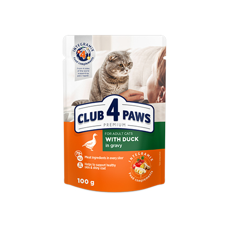  CLUB 4 PAWS PREMIUM “GRAVY” – PATO. ALIMENTO HÚMIDO PARA GATOS ADULTOS