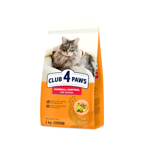 CLUB 4 PAWS PREMIUM "CONTROLO DE BOLAS DE PELO". RAÇÃO SECA PARA GATOS ADULTOS DE INTERIOR