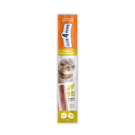 CLUB 4 PAWS PREMIUM STICKS DE CARNE – PERU E COELHO. ALIMENTO COMPLEMENTAR PARA GATOS