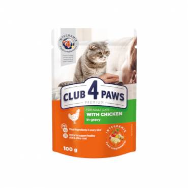 CLUB 4 PAWS PREMIUM “GRAVY” – GALINHA. ALIMENTO HÚMIDO PARA GATOS ADULTOS