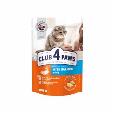 CLUB 4 PAWS PREMIUM “JELLY” – SALMÃO. ALIMENTO HÚMIDO PARA GATOS ADULTOS