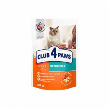 CLUB 4 PAWS PREMIUM - ESTERILIZADO. ALIMENTO HÚMIDO PARA GATOS ADULTOS ESTERILIZADOS