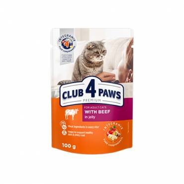 CLUB 4 PAWS PREMIUM “JELLY” – VACA. ALIMENTO HÚMIDO PARA GATOS ADULTOS