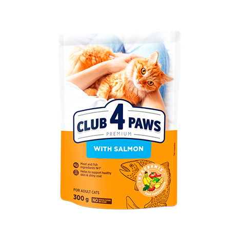 CLUB 4 PAWS PREMIUM – SALMÃO. RAÇÃO SECA PARA GATOS ADULTOS