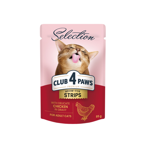 CLUB 4 PAWS PREMIUM PLUS “SLICES IN GRAVY” – GALINHA E VITELA. ALIMENTO HÚMIDO PARA GATOS ADULTOS