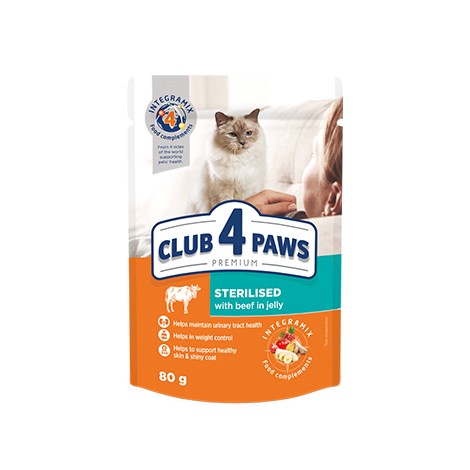 CLUB 4 PAWS PREMIUM “JELLY” – VACA. ALIMENTO HÚMIDO PARA GATOS ADULTOS