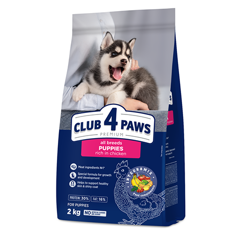 CLUB 4 PAWS PREMIUM FOR PUPPIES – RICO EM GALINHA. RAÇÃO SECA PARA CACHORROS
