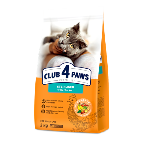 CLUB 4 PAWS PREMIUM– ESTERILIZADO. RAÇÃO SECA PARA GATOS ADULTOS ESTERILIZADOS