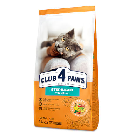 CLUB 4 PAWS PREMIUM – SALMÃO. RAÇÃO SECA PARA GATOS ADULTOS ESTERILIZADOS