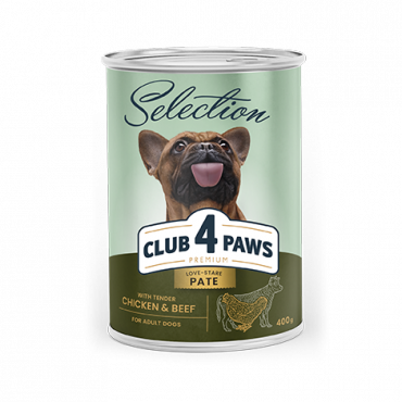 CLUB 4 PAWS Premium Alimento completo em lata para cães adultos «Paté com galinha e vaca»