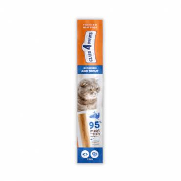 CLUB 4 PAWS PREMIUM STICKS DE CARNE: GALINHA E  TRUTA. ALIMENTO COMPLEMENTAR PARA GATOS