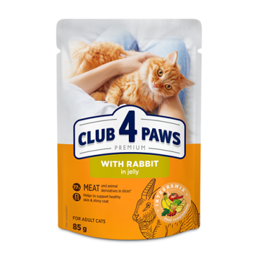 CLUB 4 PAWS PREMIUM “JELLY” – COELHO. ALIMENTO HÚMIDO PARA GATOS ADULTOS