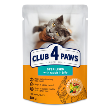 CLUB 4 PAWS PREMIUM “JELLY” - COELHO. ALIMENTO HÚMIDO PARA GATOS ADULTOS