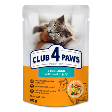 CLUB 4 PAWS PREMIUM “JELLY” – VACA. ALIMENTO HÚMIDO PARA GATOS ADULTOS