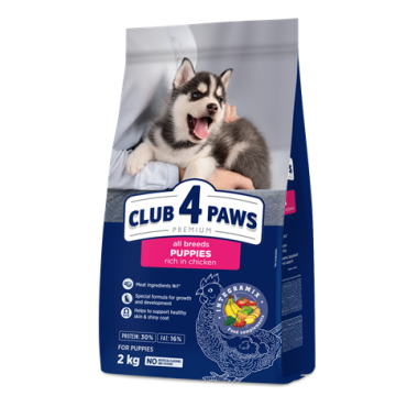 CLUB 4 PAWS PREMIUM FOR PUPPIES – RICO EM GALINHA. RAÇÃO SECA PARA CACHORROS
