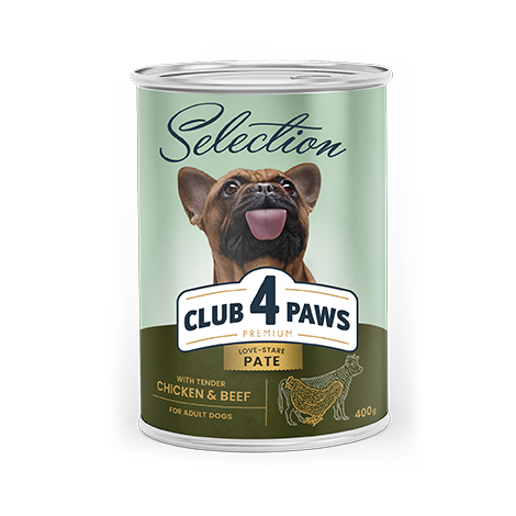CLUB 4 PAWS Premium Alimento completo em lata para cães adultos «Paté com galinha e vaca»