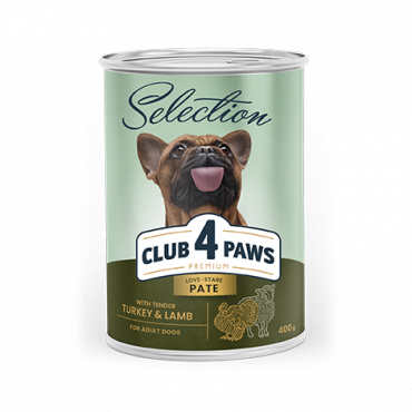 CLUB 4 PAWS Premium Alimento completo em lata para cães adultos «Paté com peru e cordeiro»